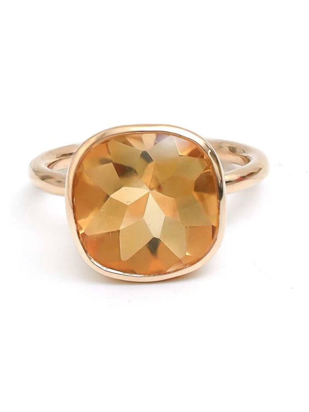 Citrine Cushion Cut 14K (18K Custom) Gold Ring